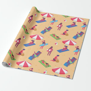 beach summer vacation surfing sunbathing sand  wrapping paper