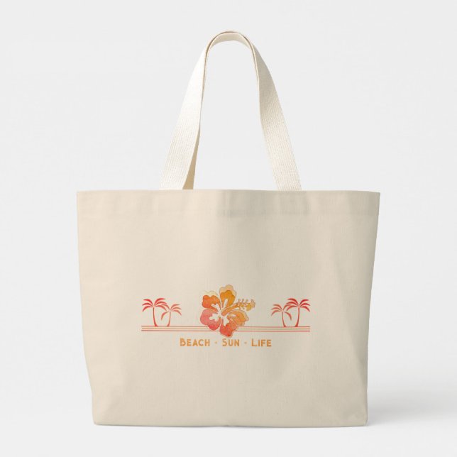 Beach + Sun = Life Large Tote Bag (Back)