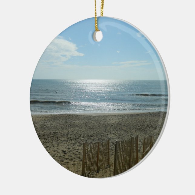 Beach Sun Rising Ceramic Ornament (Left)