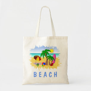 Beach Sun Sea and Surf Fun Budget Tote Beach Bag