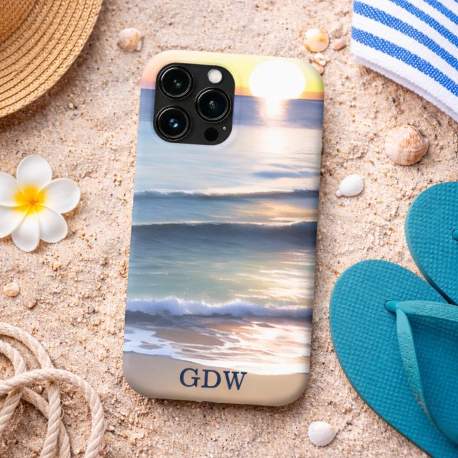 Beach Sun & Surf Monogram  Case-Mate iPhone Case (Creator Uploaded)