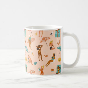 Beach Sunbathers Pattern Coffee Mug