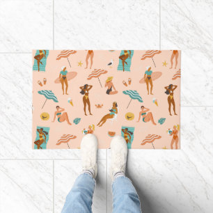 Beach Sunbathers Pattern Doormat