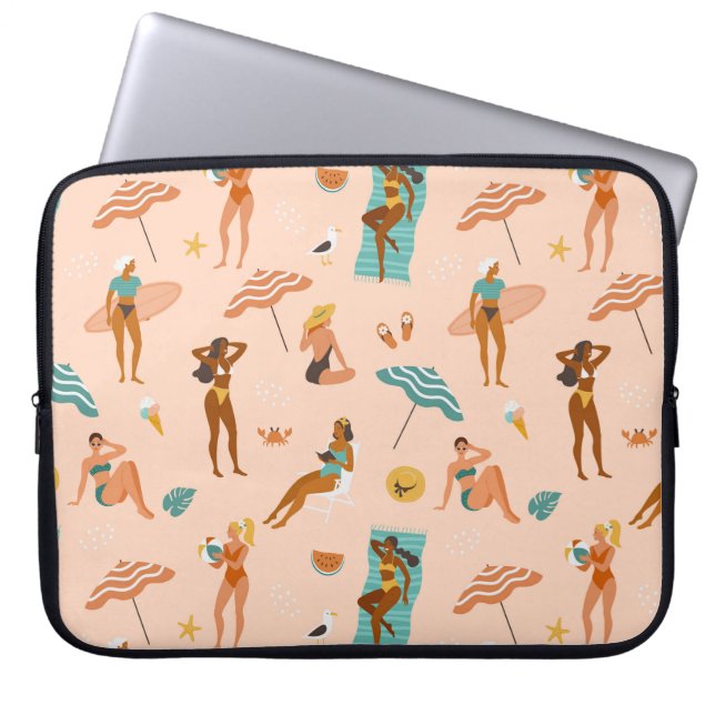 Beach Sunbathers Pattern Laptop Sleeve (Front)