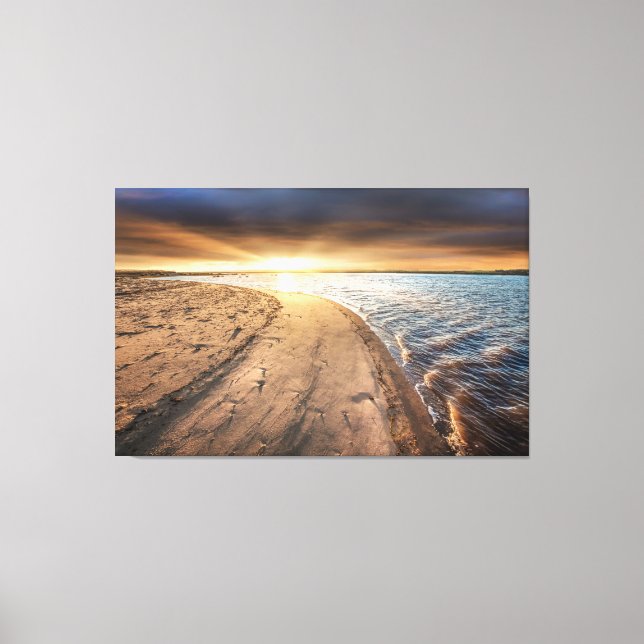 Beach sunrise at Burnham Overy Staithe in Norfolk Canvas Print (Front)