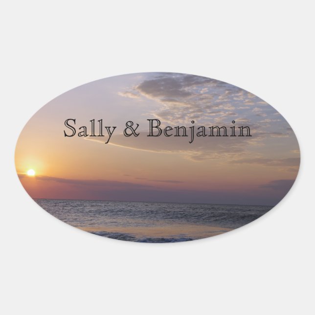 Beach Sunrise Oval Sticker (Front)