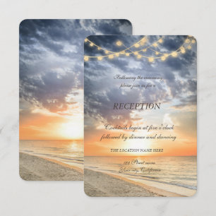 Beach Sunrise String Lights Reception Invitation