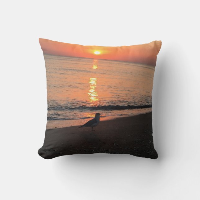 Beach Sunrise  Throw Pillow (Front)