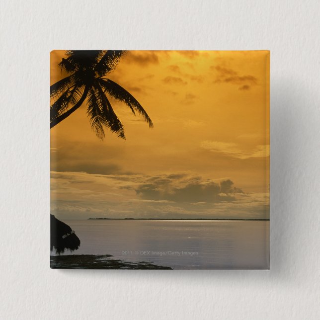 Beach sunset 2 inch square button (Front)