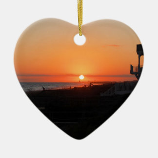 Beach Sunset at Holden Beach NC Ceramic Ornament