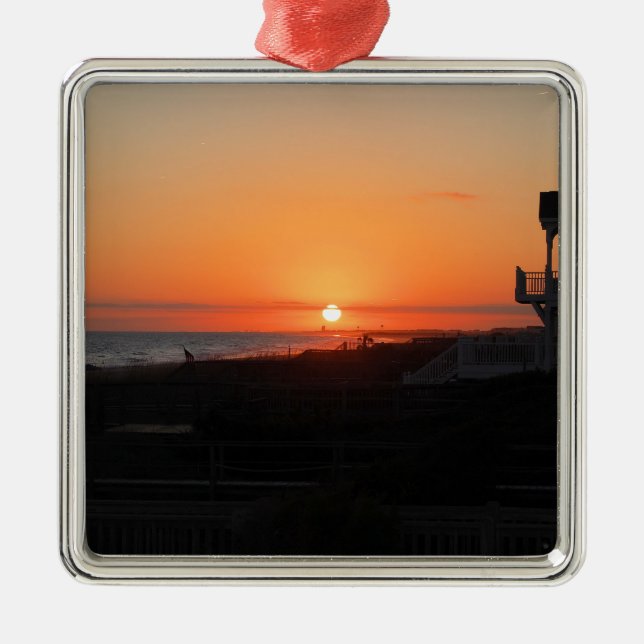 Beach Sunset at Holden Beach NC Metal Ornament (Front)