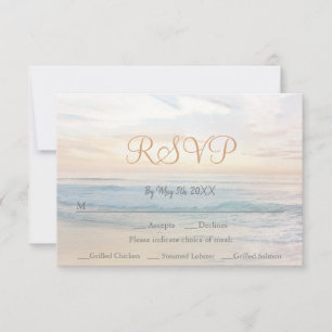 Beach Sunset Beach Themed Seaside Wedding RSVP Card