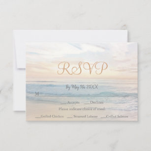 Beach Sunset Beach Themed Seaside Wedding  RSVP Card