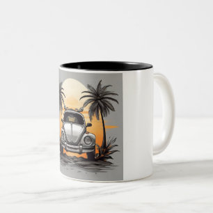  "Beach Sunset Beetle Mug - Coastal Vintage Car Lo