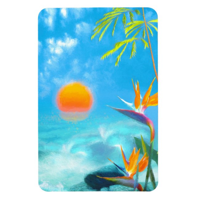 BEACH SUNSET Birds of Paradise Magnet (Vertical)