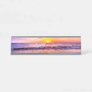 Beach Sunset Coastal Summer Ocean Waves Desk Name Plate