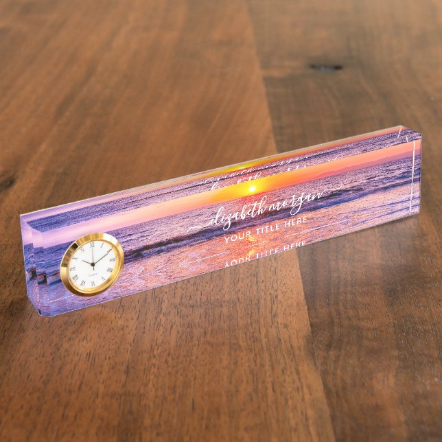 Beach Sunset Coastal Summer Ocean Waves Nameplate (Side)