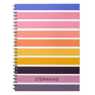 Beach Sunset Colours Striped Personalized Notebook