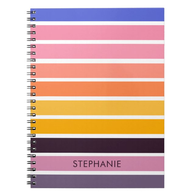 Beach Sunset Colours Striped Personalized Notebook (Front)