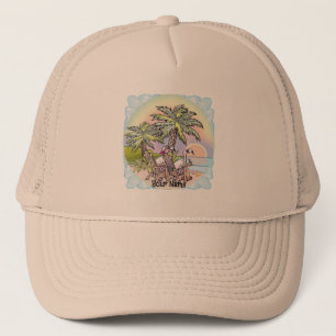 Beach Sunset Flamingo Trucker Hat