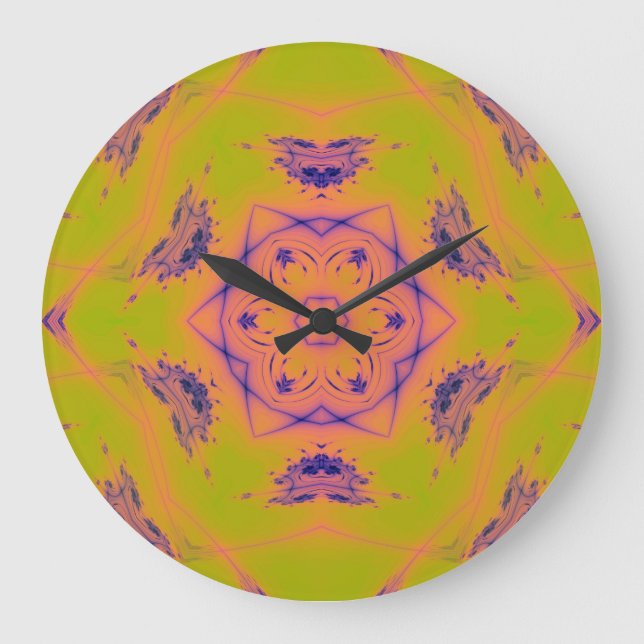 Beach Sunset Gradient Contrast Mandela Large Clock (Front)