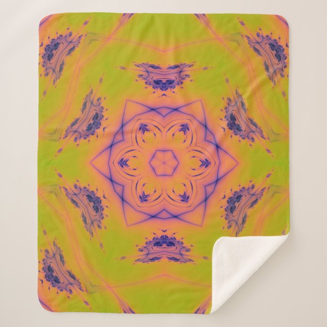 Beach Sunset Gradient Contrast Mandela Sherpa Blanket (Front)