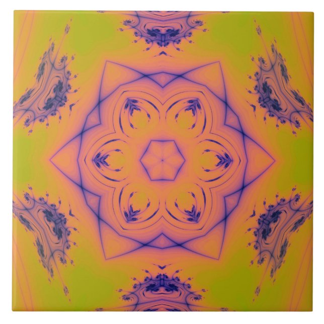 Beach Sunset High Contrast Mandela Tile (Front)