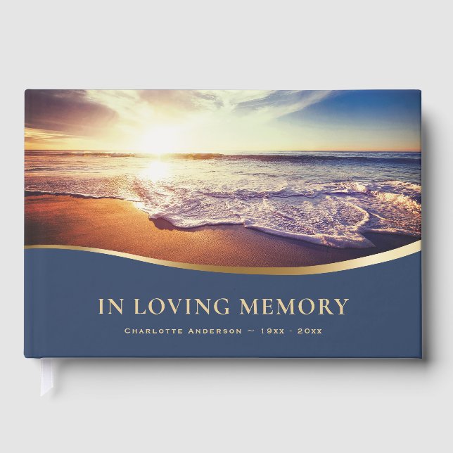 Beach Sunset In Loving Memory Guest Book (Front)
