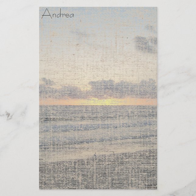 Beach Sunset Linen Stationery (Front)