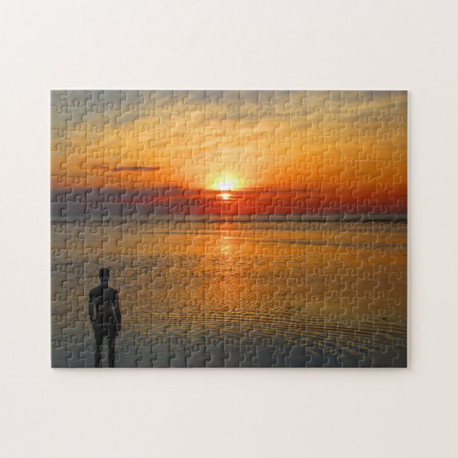 beach sunset man jigsaw puzzle (Horizontal)
