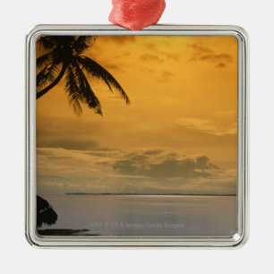 Beach sunset metal ornament