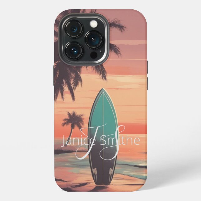 Beach Sunset Monogram iPhone Case (Back)
