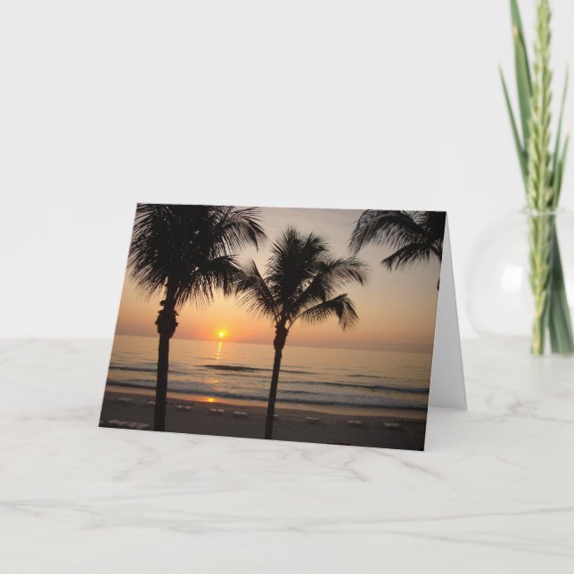 Beach Sunset Ocean Blank Photography Greeting Card (Front)