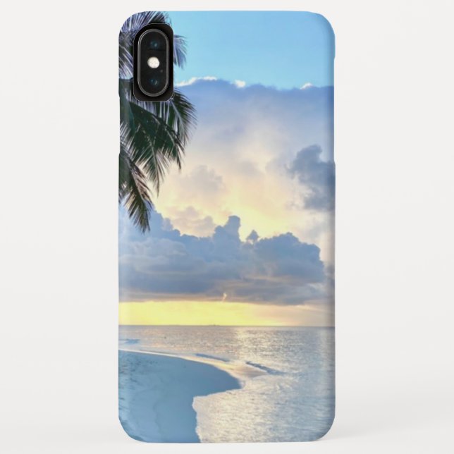 Beach Sunset ocean sand palm tree Maldives Miami Case-Mate iPhone Case (Back)