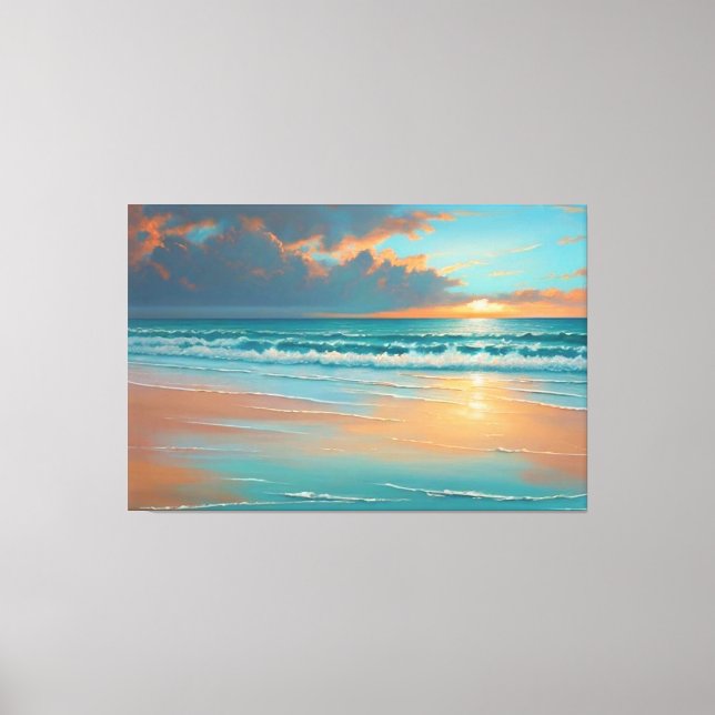 Beach Sunset Painting Canvas Print (Front)