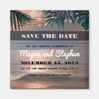 Beach Sunset Palm String Lights Save the Date