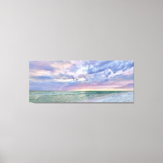Beach Sunset Pastel Seascape Fine Art Canvas Print (Front)
