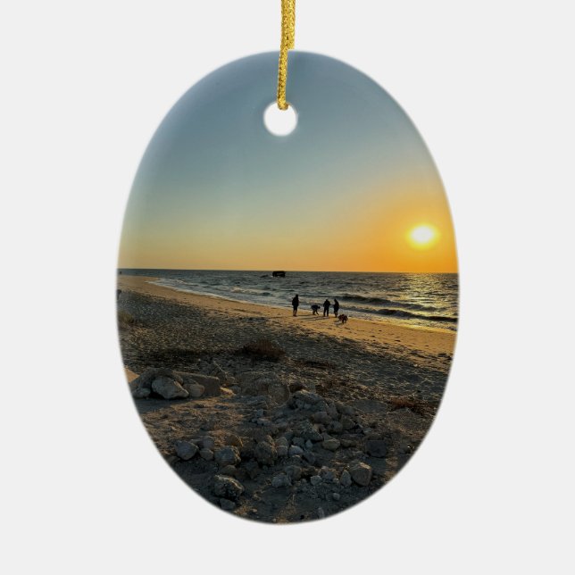 Beach Sunset Photo Ornament (Front)
