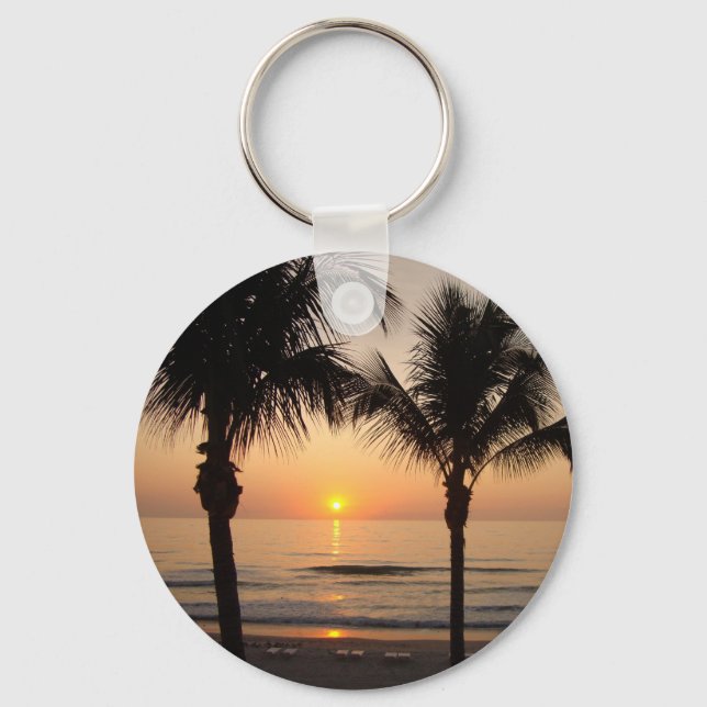 Beach Sunset Photography Nature Key Chain Art Tree (Front)