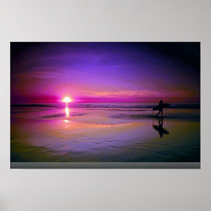 Beach sunset poster