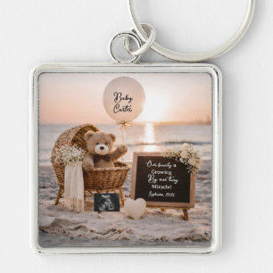 beach sunset pregnancy announcement teddy keepsake keychain