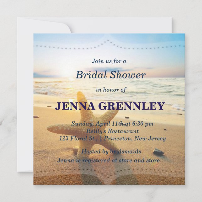Beach Sunset Romantic Bridal Shower Any Party Invitation (Front)