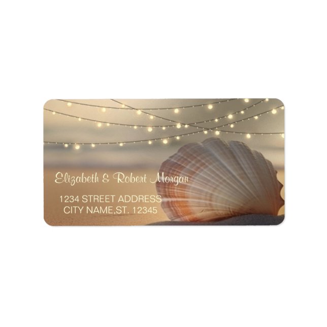  Beach Sunset Seashell Label (Front)