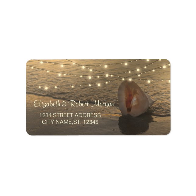 Beach Sunset Seashell String Lumières Étiquette (Devant)