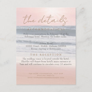 Beach Sunset Seaside/Oceanside Wedding Details Enclosure Card