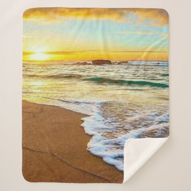 Beach Sunset  Sherpa Blanket (Front)