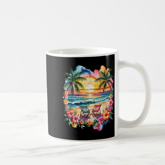 Beach Sunset Summer Vibes Palm Tree Trocal Coffee Mug (Right)