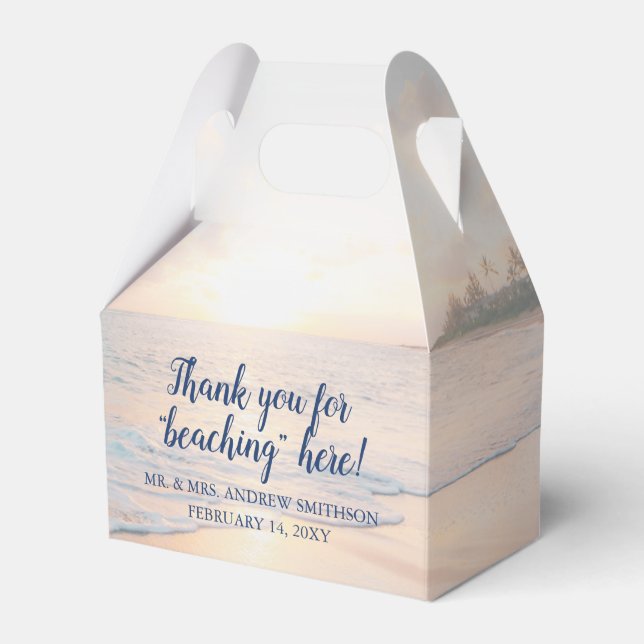 Beach Sunset Sunrise Thank you Personalized  Favor Box (Front Side)