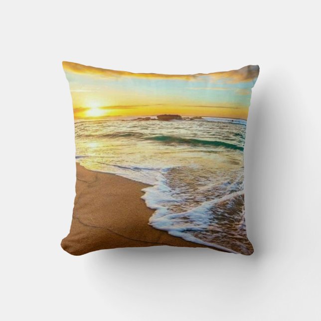 Beach Sunset Throw Pillow (Front)