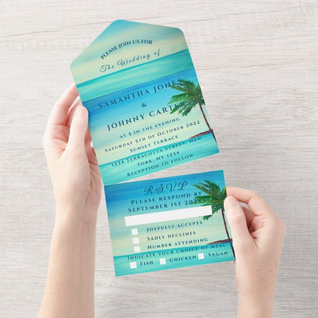 Beach Sunset Tropical Destination Hawaii Summer  A All In One Invitation (Tearaway)